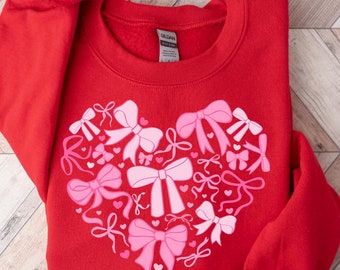 Valentine's day Heart Coquette bow Shirt, Retro Valentine Shirt, Valentines day Bow Shirt, Coquette Bow T Shirt, Bow Valentine Gifts