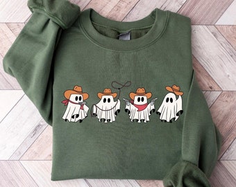 Halloween Cowboy Sweatshirt, Halloween Western Sweatshirt, Halloween Tee, Halloween Cowboy Ghost Tee, Western Shirt, Funny Halloween Shirt