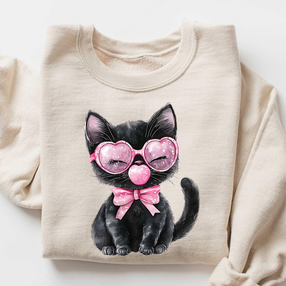 Valentine Black Cat Shirt, Funny Valentine Shirt , Black Cat Shirt, Yarn Valentines Cat Shirt, Cat Love Shirt, Valentine Cute Cats Shirt Beatrix Design