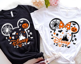 Mickey and Minnie Halloween Couple Shirt, Halloween Team Trip Hoodie, Magic Kingdom Halloween Tee, Disney Halloween Trip Sweatshirt