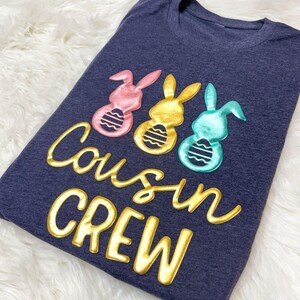 Cousin Crew Bunny Puff Shirt, Cute Easter Puff Sweatshirt, Embossed Easter Shirts for Kids, Toddler and Youth Puff Shirt, Glitter Sweatshirt
