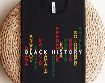 Chemise du mois de l'histoire des noirs, pull Celebrate School histoire des noirs, chemise noire leader, t-shirt noir icônes historiques, t-shirt d'autonomisation de la mélanine