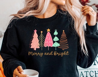 Christmas Trees Sweatshirt, Merry Christmas Sweatshirt, Holiday Sweater, Womens Holiday Sweatshirt, Christmas Shirt, Winter Sweatshirt