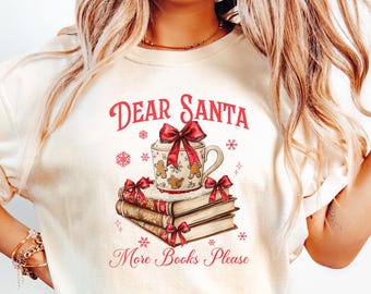 Sweat livre de Noël, sweat-shirt cher père Noël, plus de livres s'il vous plaît, cadeau de Noël pour amoureux des livres, jolis sweats à capuche de Noël livresques