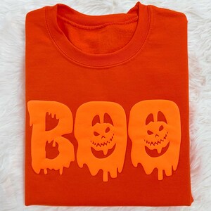 Puff 3D Boo Sweatshirt , Embossed Halloween Boo Shirt, Halloween Pumpkin Tshirt, Spooky Season Tee, Ghost Clothing, Halloween Party Gifts