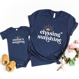 Mommy and Me Matching T-shirts, Chasing Sunshine, Retro Matching Mommy & Me Tees, Mama and Baby Matching Shirts, New Mom Shirt, Mother's Day