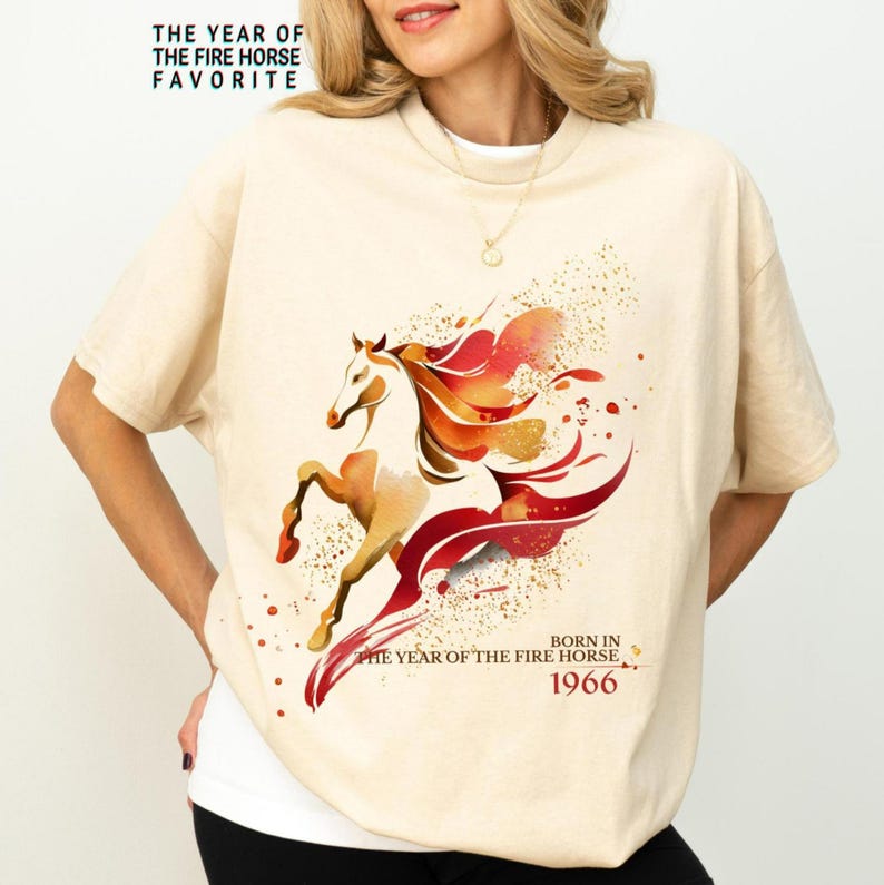 Fire Horse Shirt | Born in the Year of the Fire Horse | 1966 Zodiac Shirt | Chinese Zodiac Horse Tee | Birthday Gift immagine 1