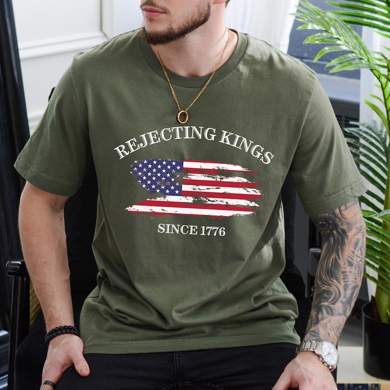 Womens 4th Of July Feminist American Shirt, Liberal American Protest Shirt, Stars And Stripes Anti Trump Shirt, Rejecting Kings Since 1776