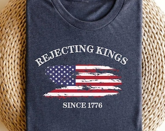 Feminist American Flag Shirt, Rejecting Kings Since 1776 Protest Tee
