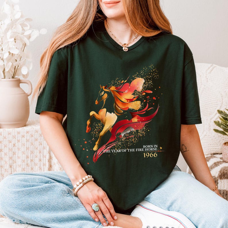 Fire Horse Shirt | Born in the Year of the Fire Horse | 1966 Zodiac Shirt | Chinese Zodiac Horse Tee | Birthday Gift immagine 14