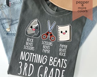 T-shirt for Third Grade Teachers and Students, Nothing Beats 3rd Grade Comfort Colors Shirt,  Cute Back to School Tee