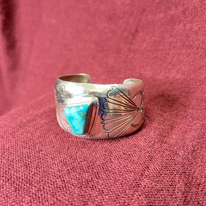 Natural Turquoise Stone Bracelet – Stamped &quot;RAY&quot;