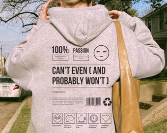 Hoodie met grappige print op de achterkant, sarcastisch oversized sweatshirt, Lazy Girl Streetwear