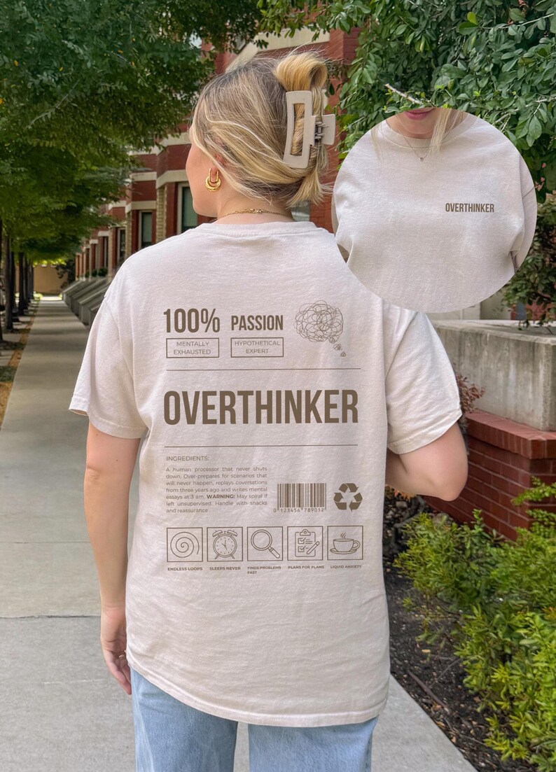 Raglan Sleeve Side Pocket Overthinker Printed Long T-shirt main image 1