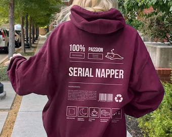 Bluza z kapturem Serial Napper, zabawny nadruk na plecach, luźna bluza na leniwy dzień