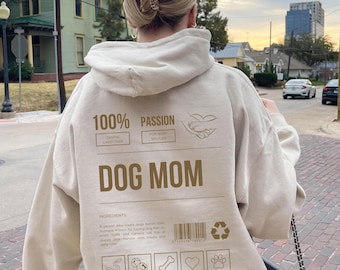 Dog Mom Hoodie, Funny Back Print, Y2K Oversized Sweatshirt