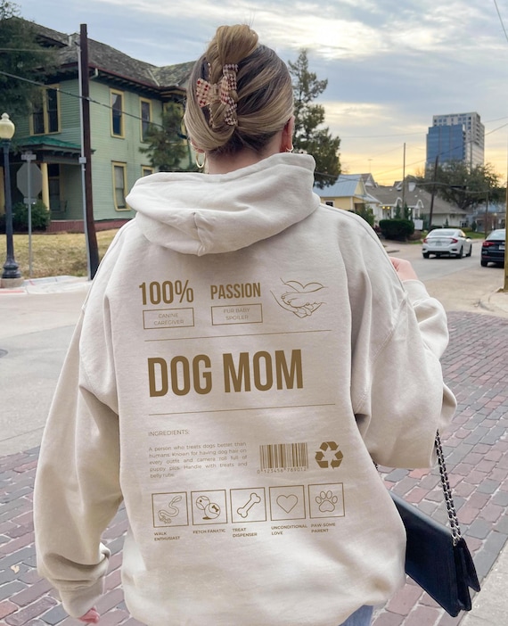Dog Mom Hoodie, Funny Back Print, Y2K Oversized Sweatshirt