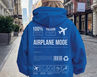 Sudadera con capucha en modo avión, atuendo divertido para viajar, sudadera unisex extragrande