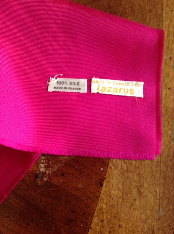 Vintage hot pink Balenciaga silk scarf made in Fra