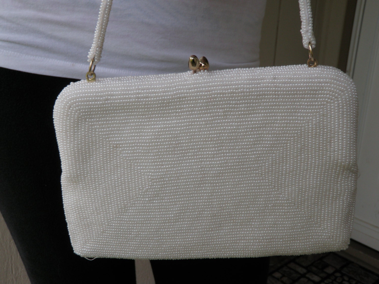 Pearly White Sparkly Vintage Evening Bag - Etsy