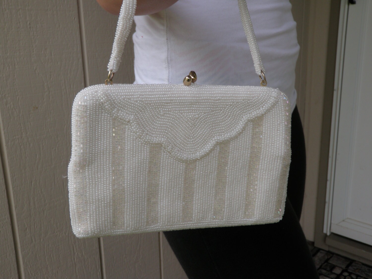 Pearly White Sparkly Vintage Evening Bag - Etsy