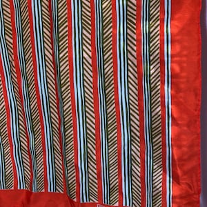 Anne Klein vintage tribal crepe silk scarf orange green peach 26x26 inches