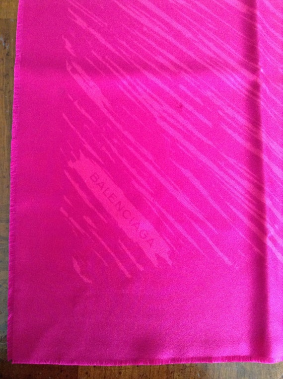 Vintage hot pink Balenciaga silk scarf made in Fr… - image 7