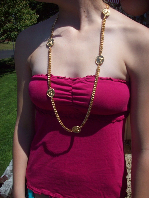 Vintage goldtone coin chain - image 2