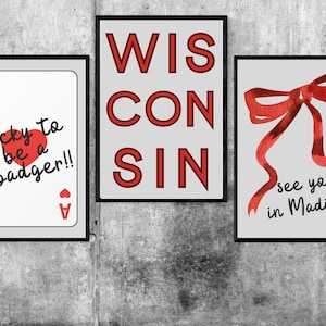 Wisconsin Poster, Wisco Wohnheim Dekor, trendige UW Madison Wandkunst, Wisconsin Wandkunst, ästhetisches Preppy College Dekor, UW Badgers