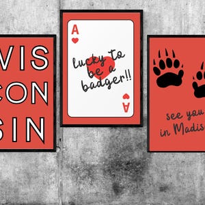 Wisconsin Poster, Wisco Wohnheim Dekor, trendige UW Madison Wandkunst, Wisconsin Wandkunst, ästhetisches Preppy College Dekor, UW Badgers