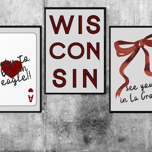 Stampe dell'Università del Wisconsin, decorazioni per dormitori del Wisconsin, arte murale alla moda, arte murale del Wisconsin, decorazioni estetiche in stile preppy per college, UW La Crosse