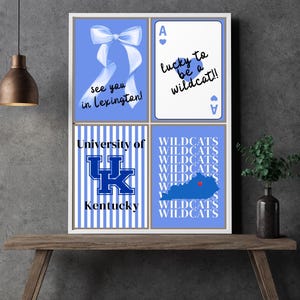 University of Kentucky Wall Art Print  UK Wildcats Digital Download – Preppy Room Decor, College, Blue Kentucky Dorm, Set of 4 Prints