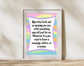 Dr. Seuss Graduation Party Guestbook Sign: Oh, the Places You'll You Will Go Book Keepsake (Digital Download) Writing Memories Decoration