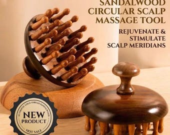 Houten hoofdhuidmassageapparaat | Hoofdmassagetool sandelhout | Haargroei | Stressverlichting | Wellnesscadeau voor haar