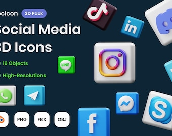 Ilustrações 3D para Redes Sociais - 16 Recursos 3D Prontos para Uso em Aplicativos Web