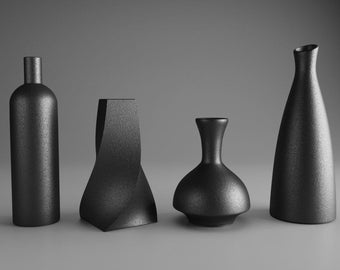 Vaso moderno de cerâmica preta em modelo 3D – Arquivos OBJ e MAX