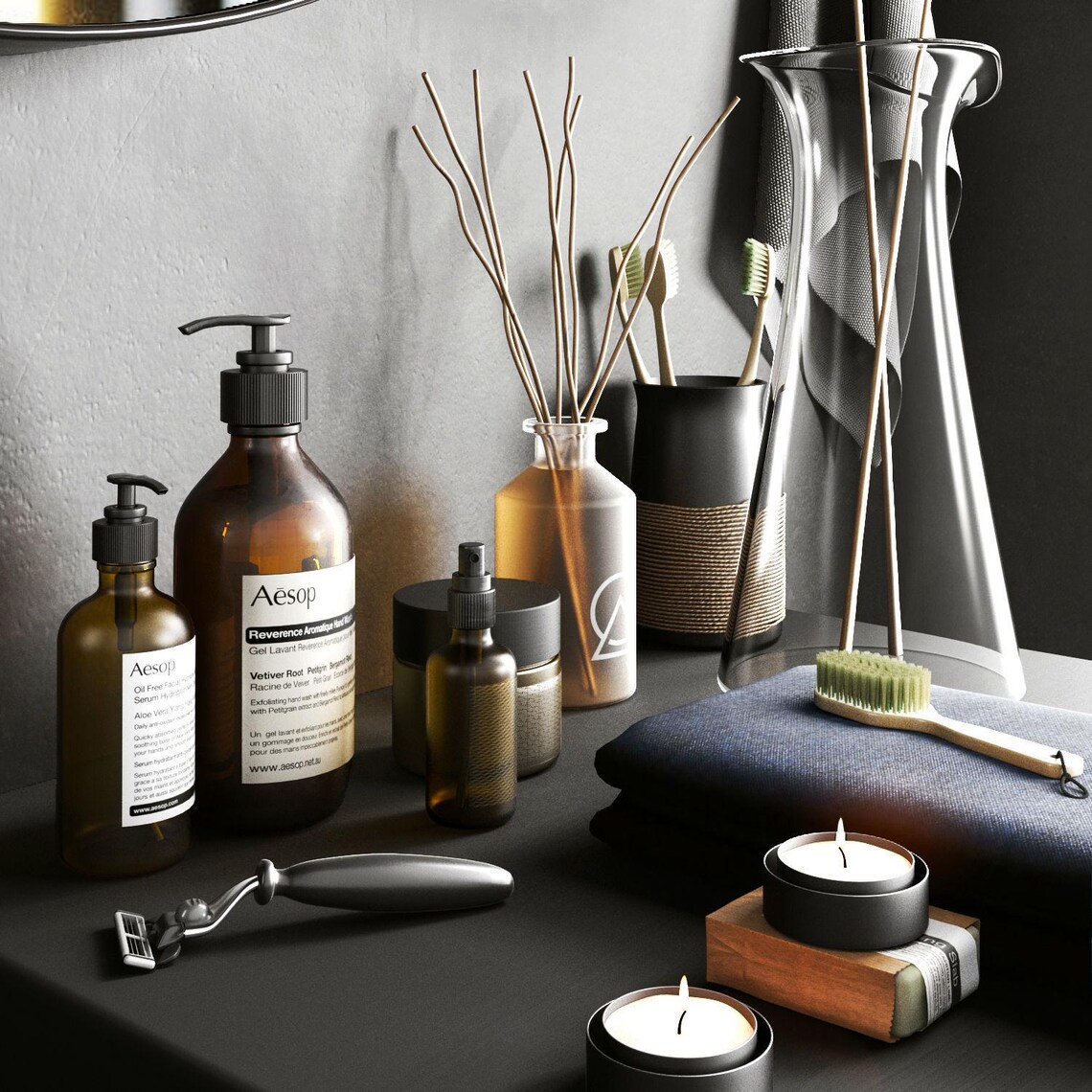 Bathroom Kit Set 3D Model | Low-poly Minimalist Decor | Scandinavian ...