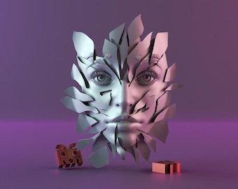 Gespleten gezicht - 3D-printmodel - STL en OBJ