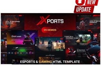 Xports eSports en Gaming HTML Template – eSports Website Template, Gaming Team Website Design, Tournament - Digitale Download