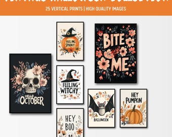 Vintage Halloween Print Set | Spooky Gallery Wall Art (Digital Download)