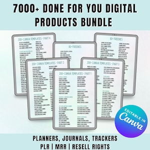 7000+ Done For You PLR MRR Digital Products Bundle| Digital Printable Planners/Trackers/Journals| Master Resell Rights| DFY| Canva Template