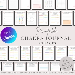 Chakraplanner| PLR| Doorverkooprechten| Chakradagboek| Werkblad| Spiritualiteitsplanner digitaal| Chakragids| Grafiek afdrukbaar| Canvassjabloon