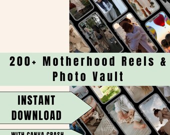 Motherhood Reels & Photos | 200+ Instagram Content, MRR PLR (DFY Canva Template)