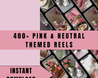 Más de 400 Reels sin rostro estéticos de color rosa/150 publicaciones cuadradas de Instagram a juego/Marketing digital sin rostro/Con derechos de reventa maestra PLR/MRR