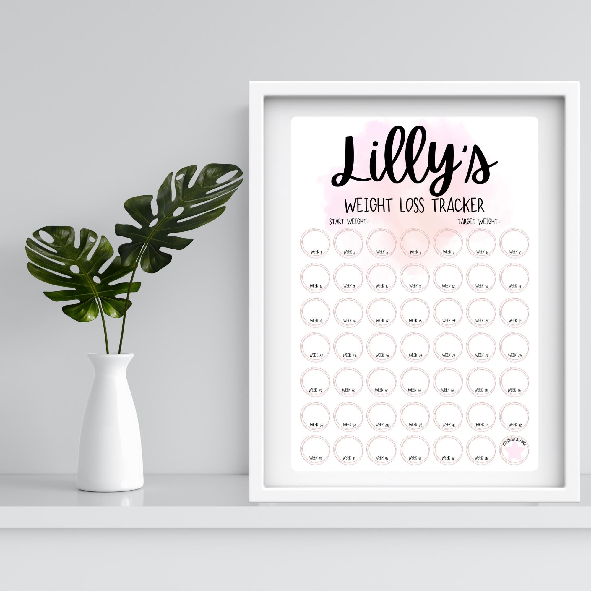 Personalized Weight Loss Chart | A4, Editable Canva Template (digital ...