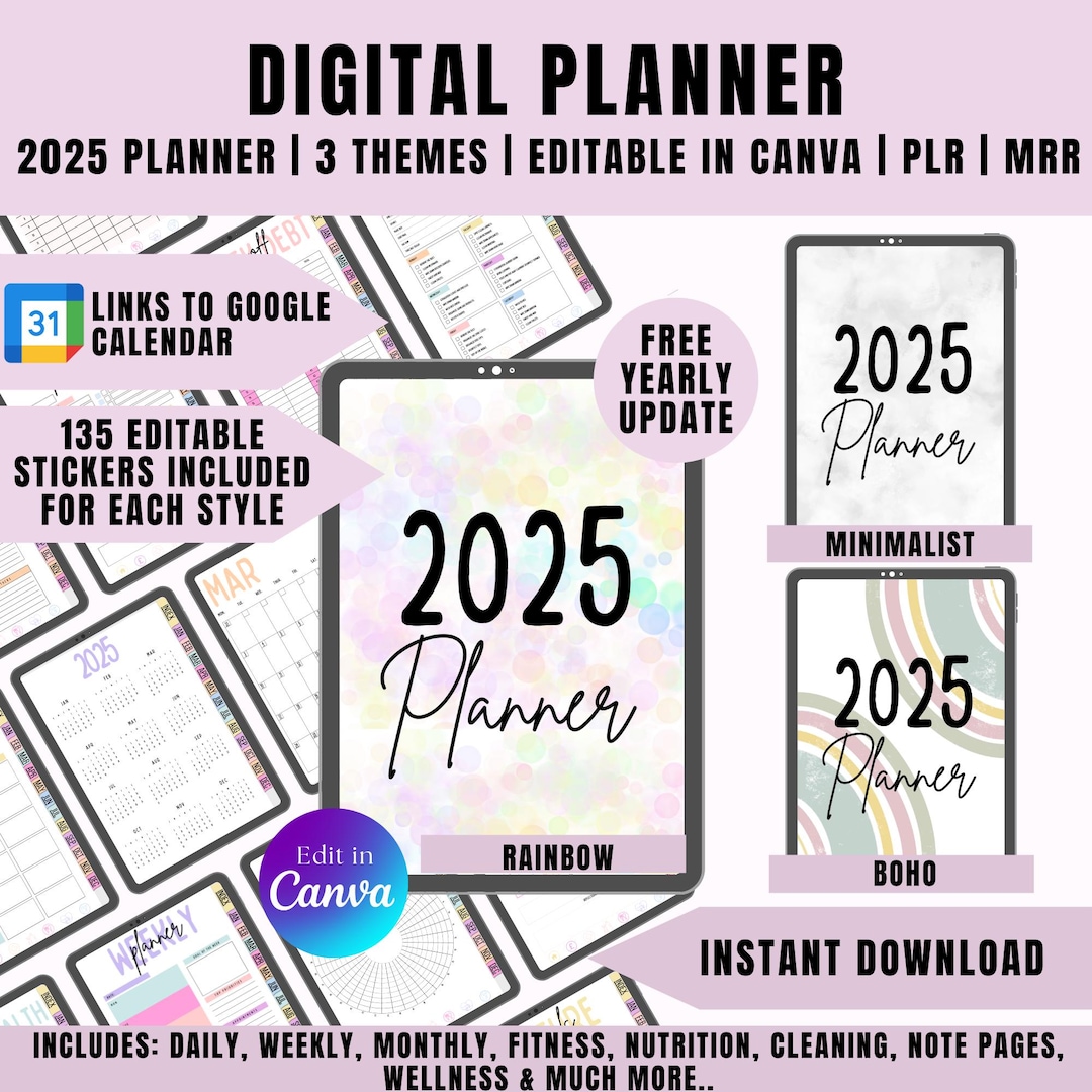 2025 Digital Planner | Daily, Weekly, Monthly | Goodnotes, Canva (PDF ...
