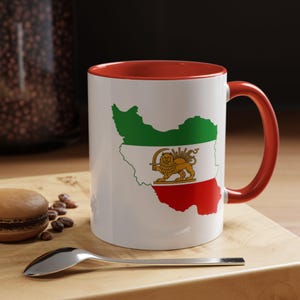 Iranian Flag Map Lion and Sun Coffee Mug, Persian Gift, Persian Flag Mug, Iran Pride Drinkware, Middle Eastern Home Decor, Patriotic Tea Cup