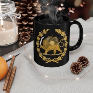 Lion and Sun Crest symbol Mug, Persian Gift, Iran Pride Drinkware, Middle Eastern Home Decor, Patriotic Tea Cup