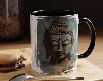 Copper Patina Buddha Mug, Zen Meditation Coffee Cup