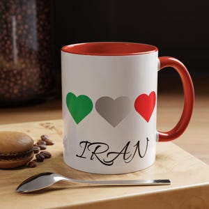 Iranian Heart Flag Coffee Mug, Persian Gift, Persian Flag Mug, Iran Pride Drinkware, Middle Eastern Home Decor, Patriotic Tea Cup
